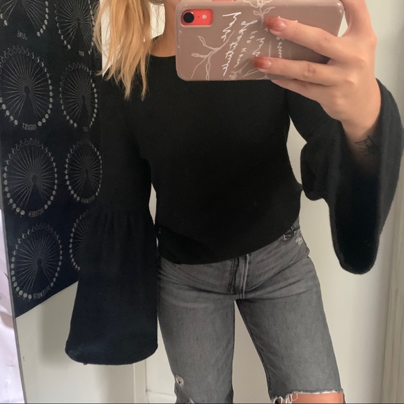 Bell sleeved black sweater top - Picture 2 of 4
